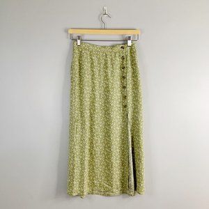 & Other Stories Women's Midi Skirt Slit Front Button NWT Green Liberty Floral 2